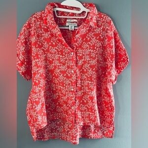 Rachel Zoe  linen Coral Floral Shirt Sz S
Boxy Relaxed fit Casual Luxury Spring